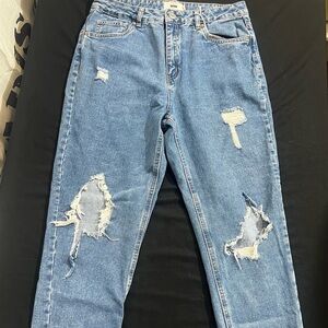 Refuge Denim Mom pant - heavy distressed & holes Refuge  Boyfriend Jeans